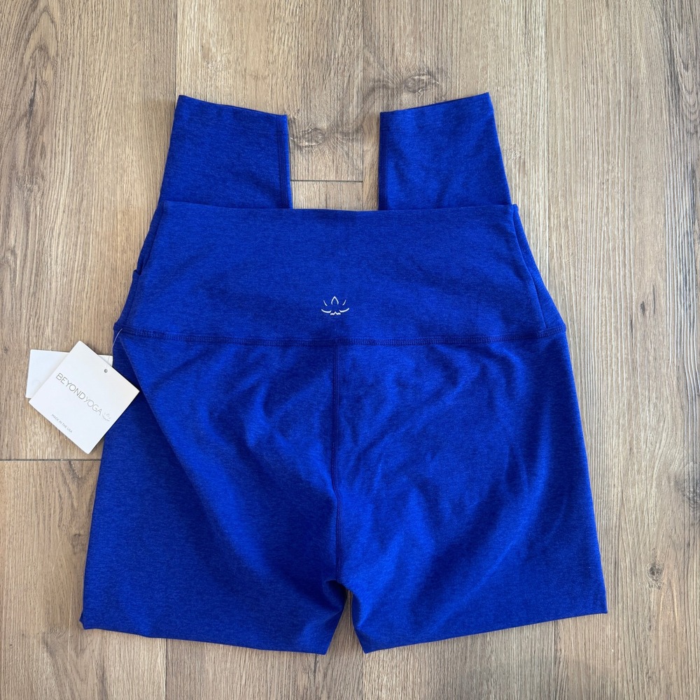 Beyond Yoga Royal Blue Pop Heath Crossover High Waisted Leggings Size XL NEW